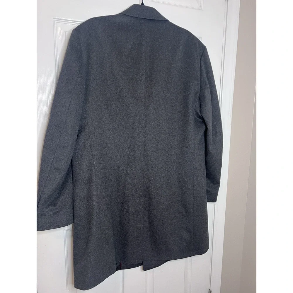 Pronto Uomo Long Overcoat Men's‎ 46R Grey Wool Single Breasted